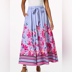 PINK FLORAL BORDER SKIRT
